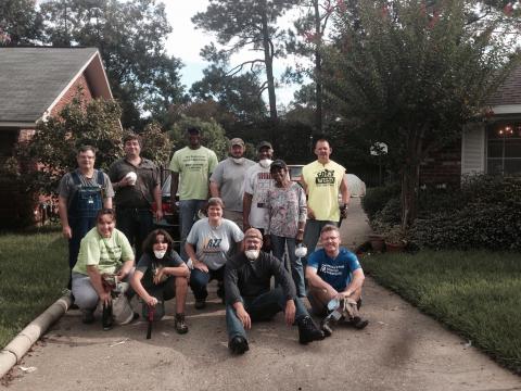 members and friends of FPC pictured in Baton Rouge after a day of house gutting.